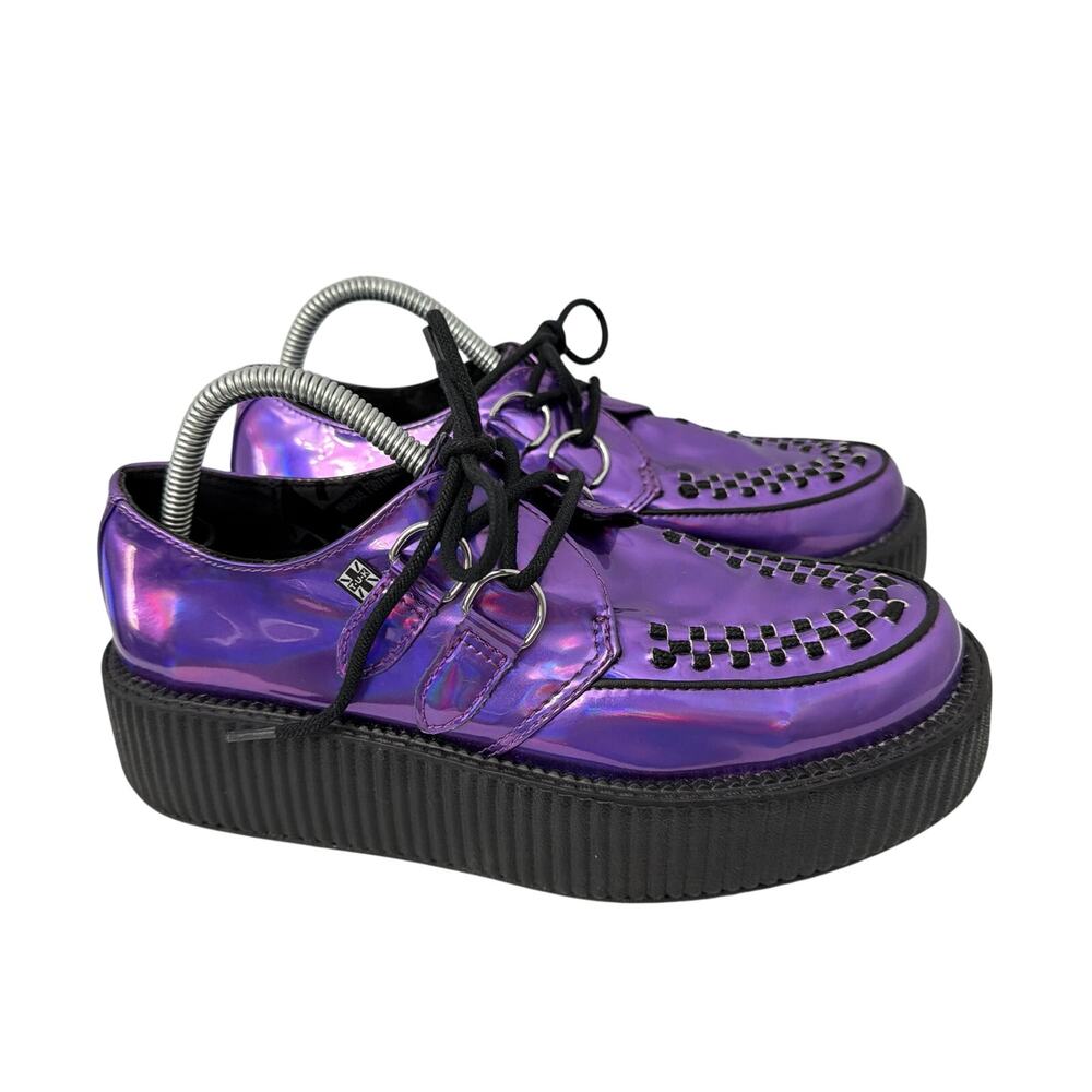 T.U.K. Lavender Iridescent Vegan Casbah Creepers Womens Size 8 Purple Platform